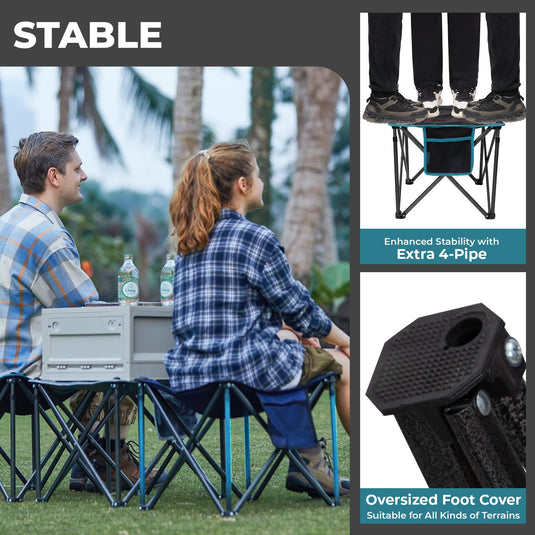 FUNDANGO Oversized Camping Stool – 18.1" Wide Padded Seat, 400lb Capacity, Portable Foldable Stool for Fishing, Travel & Outdoor