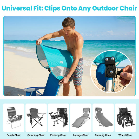 WEJOY 4-Position Beach Chair with Adjustable Canopy Shade and BackPack Straps