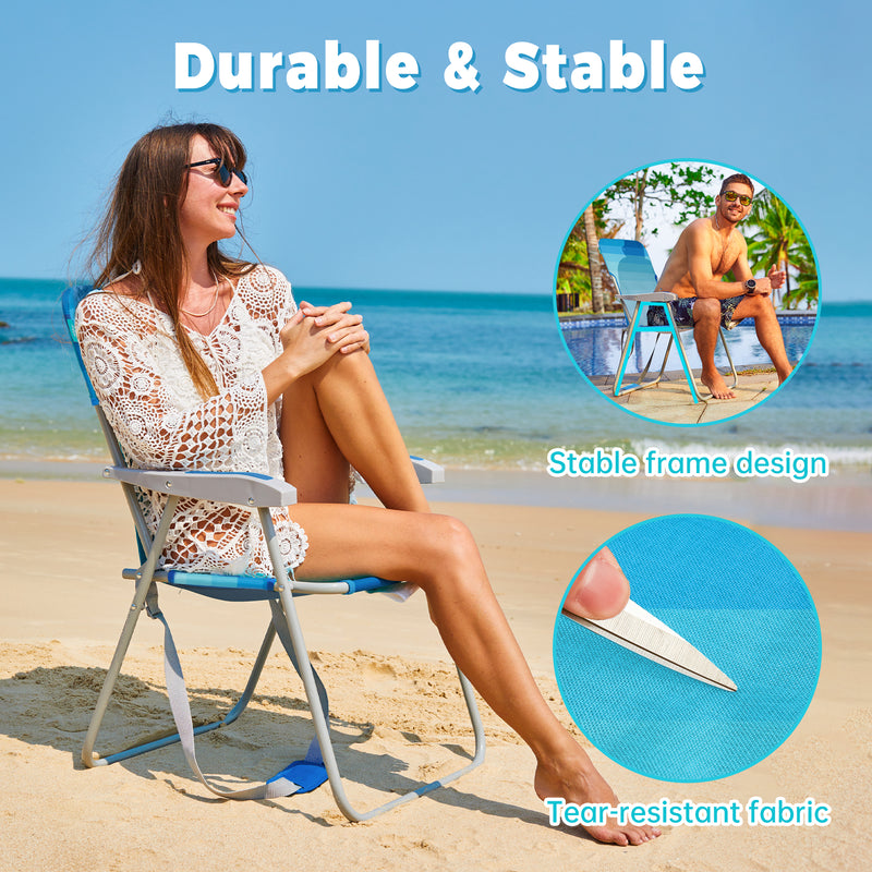 Load image into Gallery viewer, WEJOY AQUAL B10 Folding Beach Chair Lightweight Outdoor Lawn Chair with High Back, 300lb Capacity, Diamond Ripstop Fabric &amp; Shoulder Strap for Camping, Tailgating &amp; Picnics
