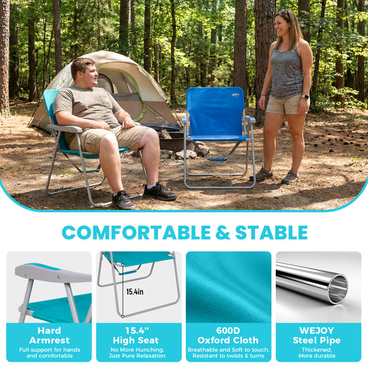 WEJOY AQUAL B10 XL Oversized Folding Beach Chair | High-Back Camping Chair Extra Large