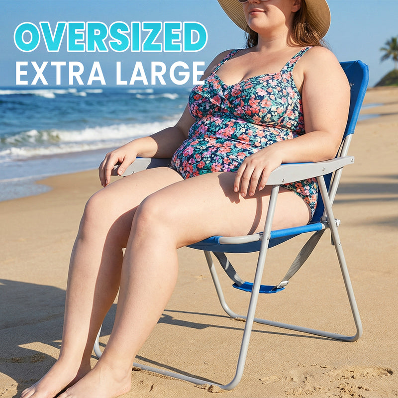 Load image into Gallery viewer, WEJOY Oversized Folding Beach Chair | High-Back Camping Chair with Hard Armrests
