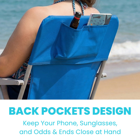 WEJOY AQUAL B10 XL Oversized Folding Beach Chair with Back Pockets Deaign Keep your Phone sunglasses and odds & ends Close at Hand