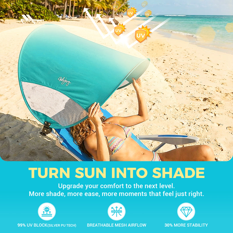 Load image into Gallery viewer, WEJOY Adjustable Canopy Sun Shade Accessory | Universal Clip-On UPF50+ Portable Sunshade for Beach Chairs, Camping Chairs, Lounge Chairs &amp; Wheelchairs
