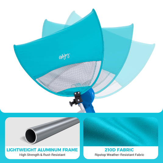 WEJOY Adjustable Canopy Sun Shade Accessory | Universal Clip-On UPF50+ Portable Sunshade for Beach Chairs, Camping Chairs, Lounge Chairs & Wheelchairs