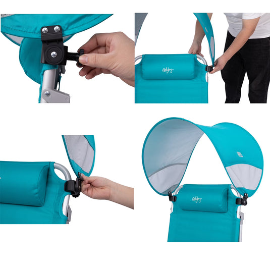 WEJOY Adjustable Canopy Sun Shade Accessory | Universal Clip-On UPF50+ Portable Sunshade for Beach Chairs, Camping Chairs & More