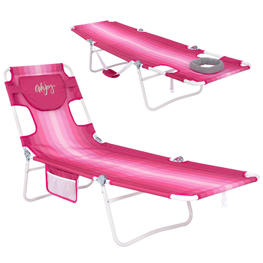 WEJOY Hook B10 Folding Beach Lounger | Adjustable 5-Position Reclining Sun Lounger with Face-Down Pillow Hole