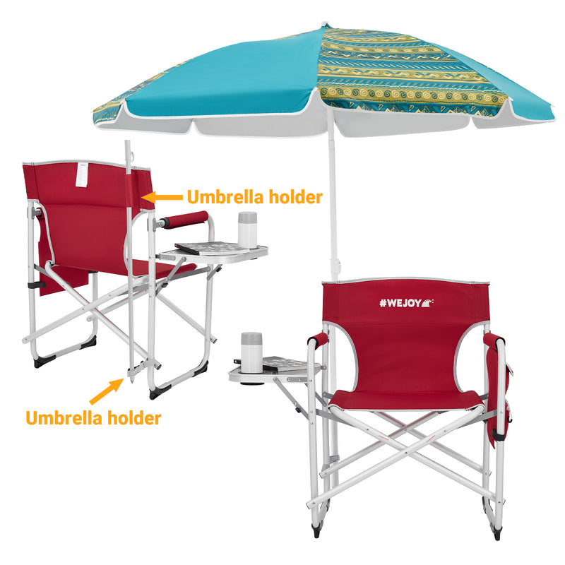 Load image into Gallery viewer, WEJOY Premium Director&#39;s Camping Chair – Heavy Duty 264lb Capacity with Side Table &amp; Umbrella Holder
