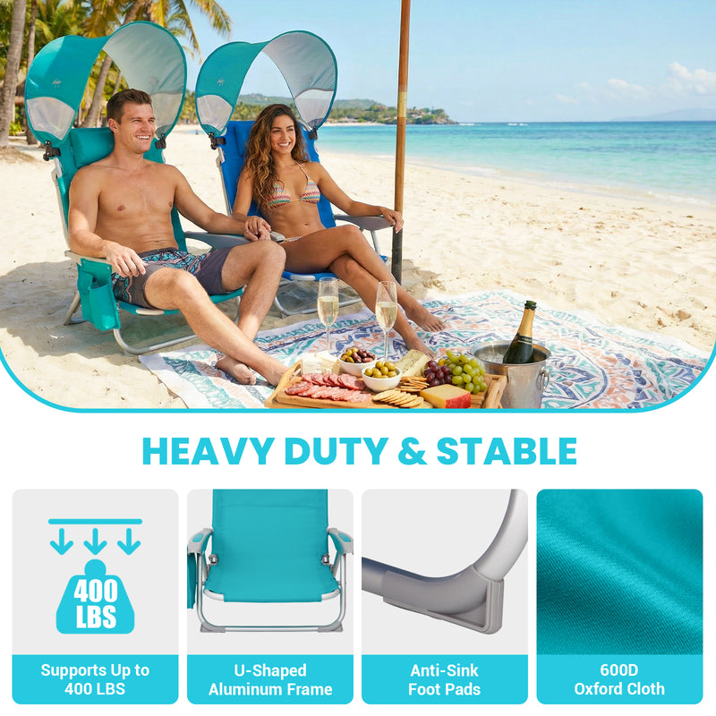 Load image into Gallery viewer, WEJOY WAVORA B10 PLUS Beach Chair with Canopy Shade Heavy Duty and Stable with U-Shaped Aluminum Frame
