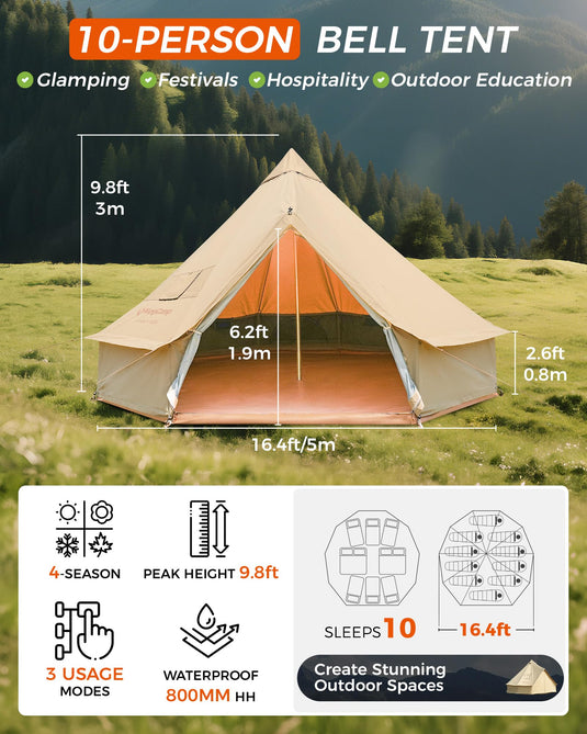 KingCamp KHAN 8-10 Person Camping Hot Tent