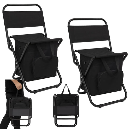 FUNDANGO 2 Pack Portable Foldable Camping Chair with Cooler Bag