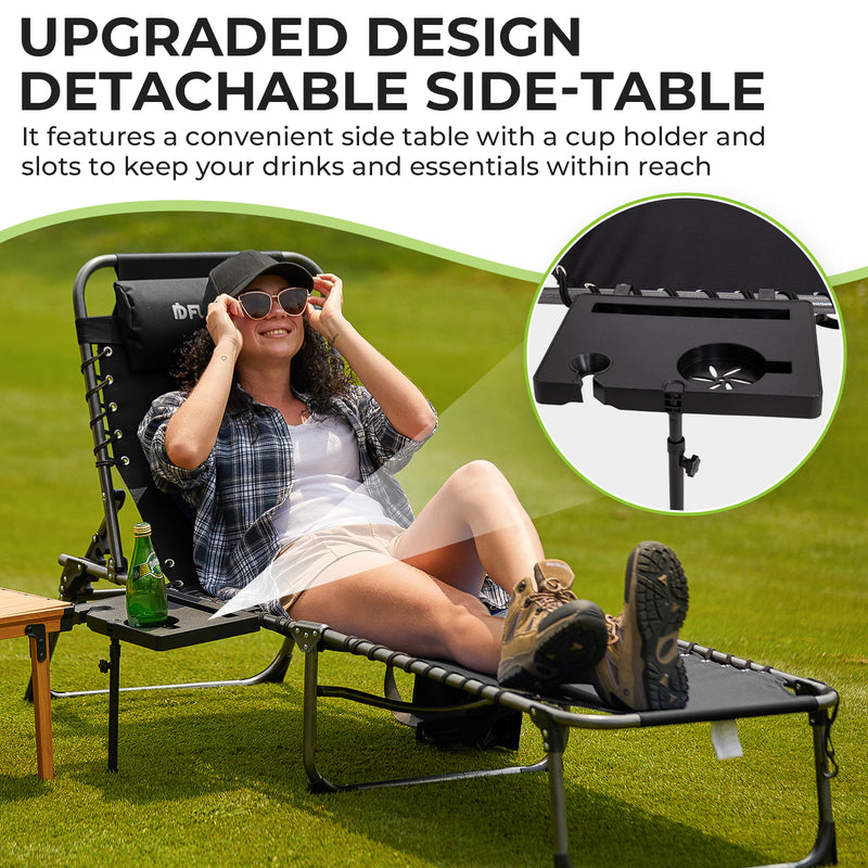 Load image into Gallery viewer, FUNDANGO Outdoor Folding Chaise Lounge Chair with Side Table

