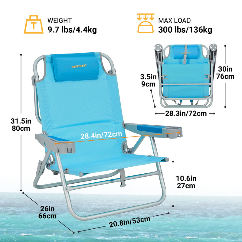 Load image into Gallery viewer, WEJOY Adjustable 5-Position Reclining Beach Chair

