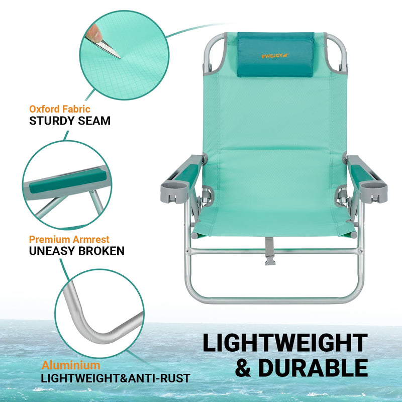 Load image into Gallery viewer, WEJOY Adjustable 5-Position Reclining Beach Chair

