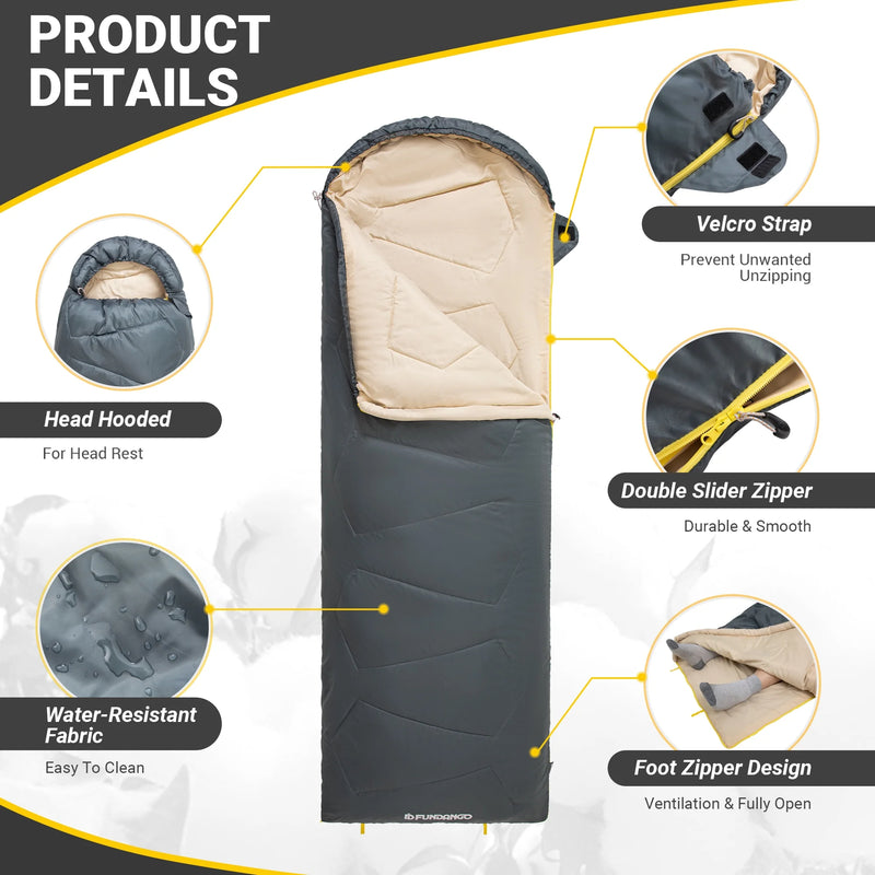 Load image into Gallery viewer, FUNDANGO WARM 200 Sleeping Bag-Envelope With Hood
