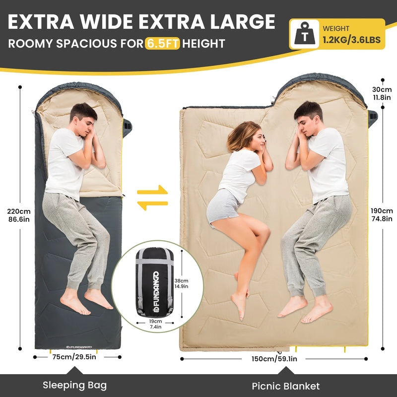 Load image into Gallery viewer, FUNDANGO WARM 200 Sleeping Bag-Envelope With Hood
