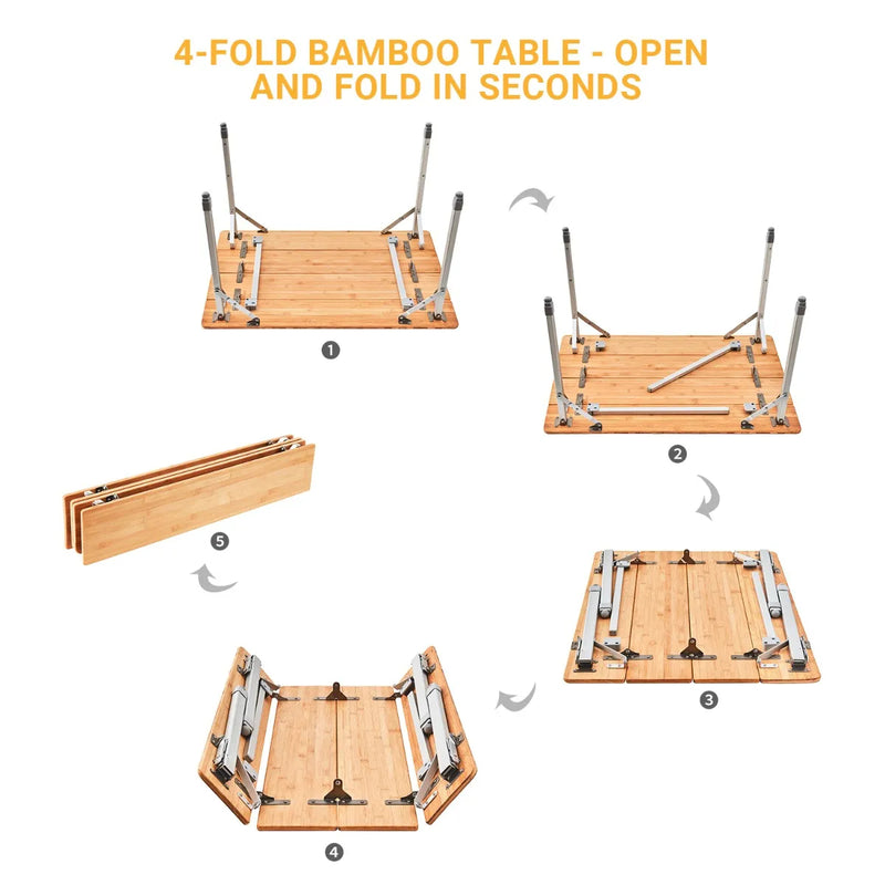 Load image into Gallery viewer, ATEPA Bamboo Table 8060 Coffee Table Picnic Table 4-Fold

