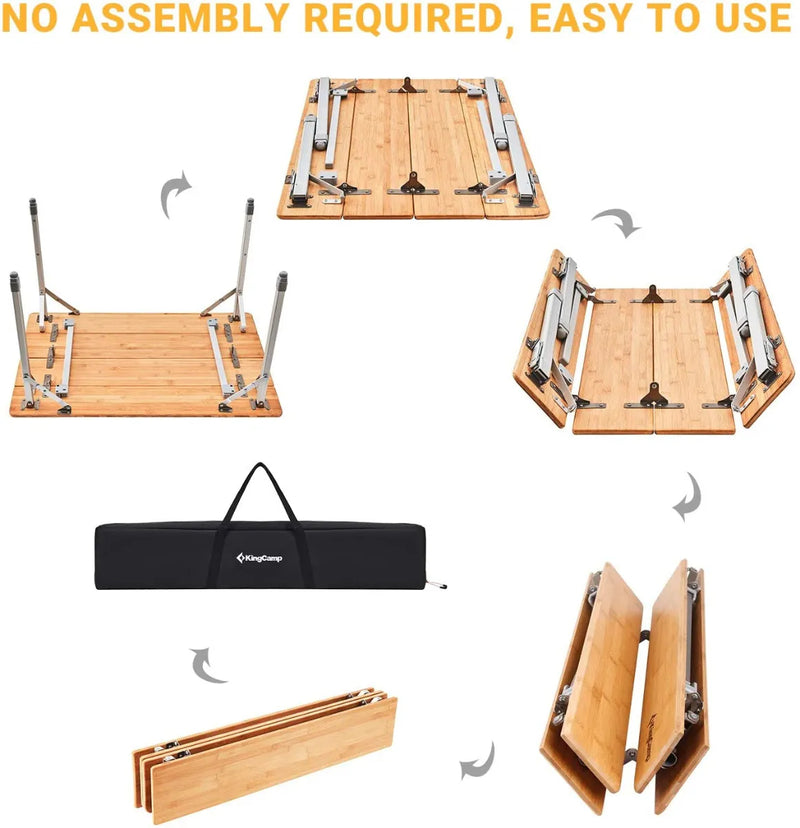 Load image into Gallery viewer, KingCamp BAMBOO 10065 PLUS 4-folding bamboo table L +mesh
