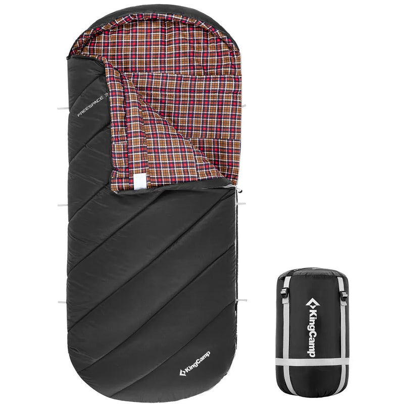 Load image into Gallery viewer, KingCamp FREESPACE 350 Flannel Sleeping Bag-Envelope With Hood Extra Large Black
