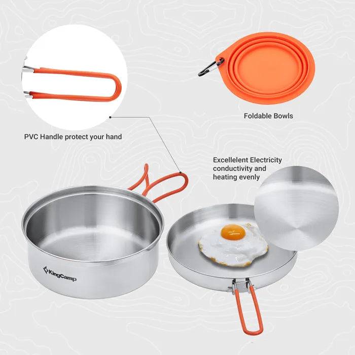 Load image into Gallery viewer, KingCamp ADVENTURER Ⅱ Stainless Steel Cookware Set
