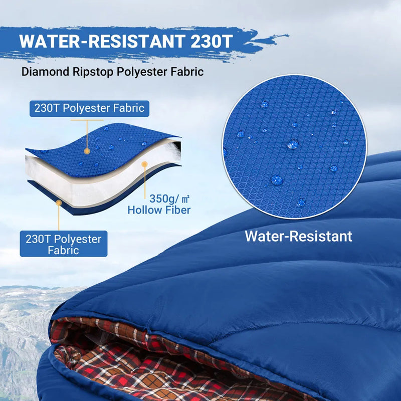 Load image into Gallery viewer, KingCamp FREESPACE 350 Flannel Sleeping Bag-Envelope Water Resistant
