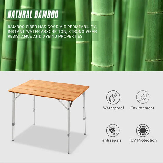 KingCamp BAMBOO 10065 4-Folding Bamboo Table L