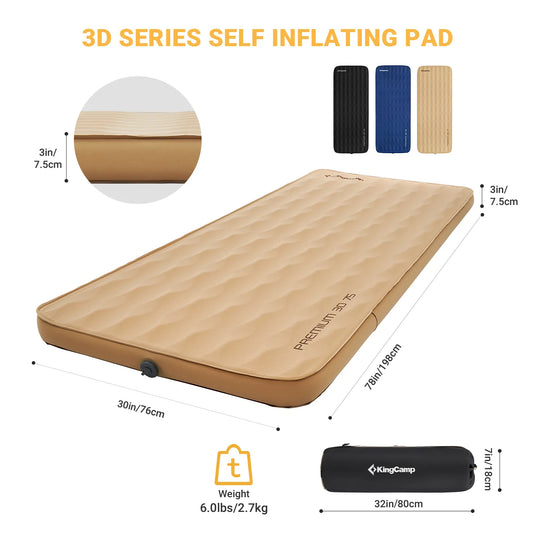 KingCamp PREMIUM 3D 7.5 Single Self-inflateble Pad