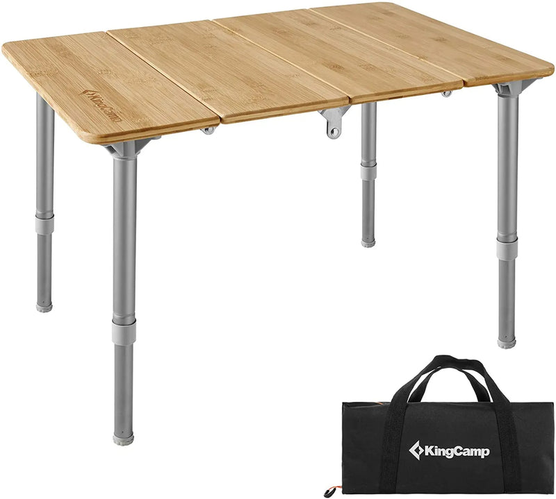 Load image into Gallery viewer, KingCamp BAMBOO Adjustable Height 4-Folded Bamboo Coffee Table
