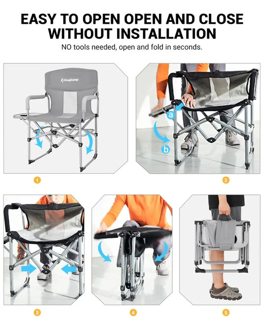 KingCamp Folding Large Director Chair with Non-slip Feet