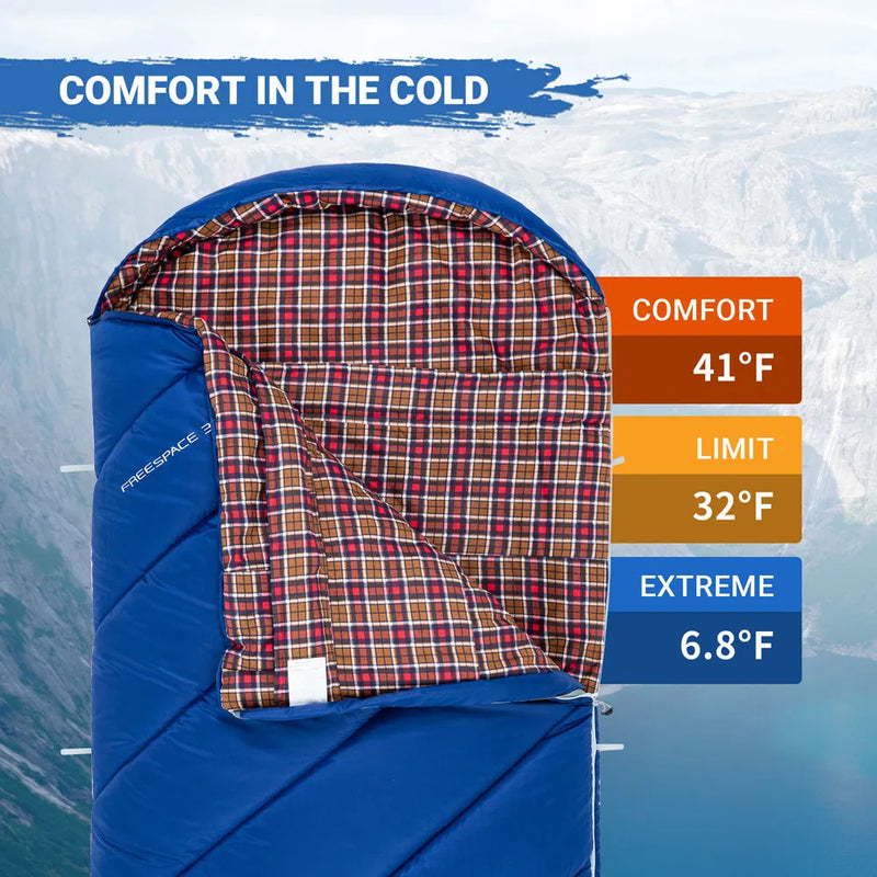 Load image into Gallery viewer, KingCamp FREESPACE 350 Youth Sleeping Bag-Envelope With Hood
