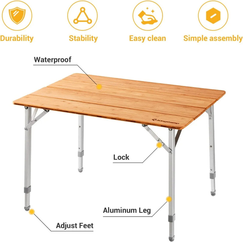 Load image into Gallery viewer, KingCamp 4-Folding Bamboo Table
