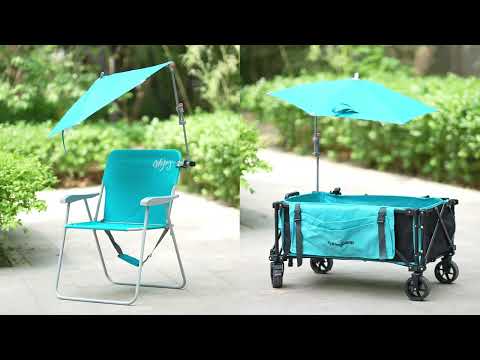 Load and play video in Gallery viewer, HoverShade Clip-On Umbrella for Beach Chairs, UPF 50+ Adjustable Chair Shade with Clamp, 360° Rotating Canopy &amp; Carry Bag
