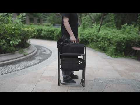 Laden und spielen Sie Video in Galerie -Viewer, No More Getting Up! FUNDANGO Director Chair with Built‑In Side Table 9C2704
