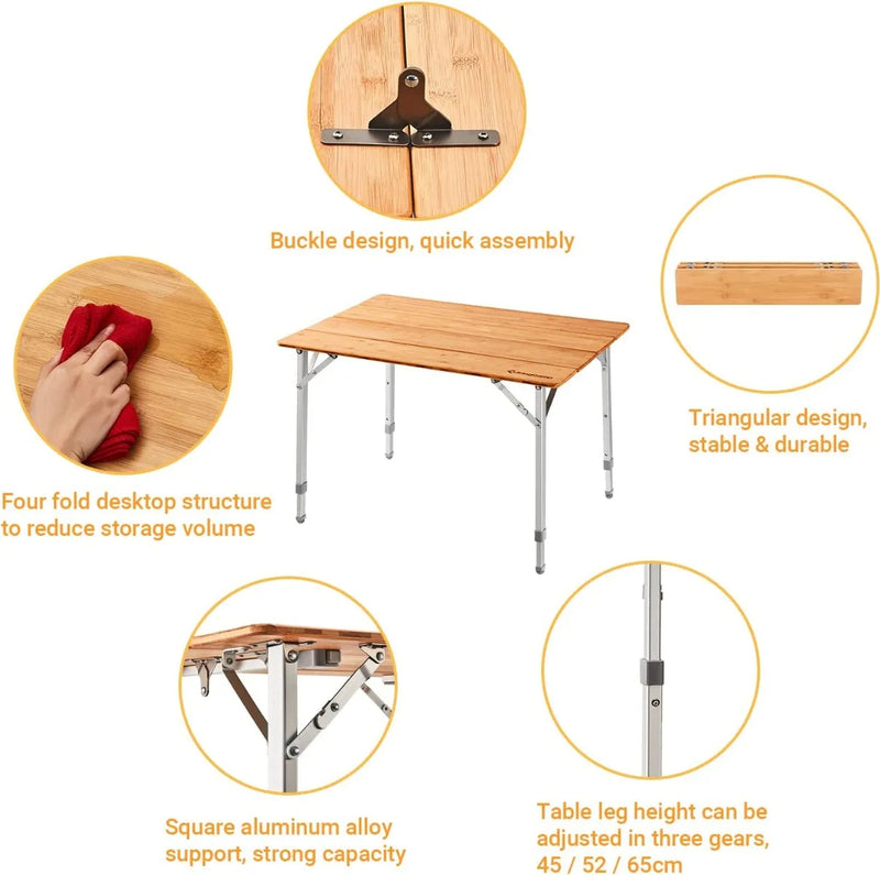 Load image into Gallery viewer, KingCamp 4-Folding Bamboo Table
