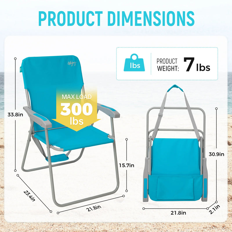 Load image into Gallery viewer, WEJOY High Back Beach Chairs with Hard Armrest
