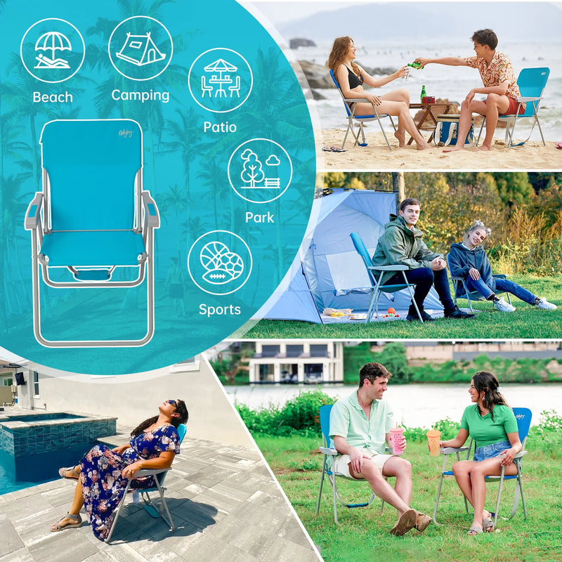 Load image into Gallery viewer, WEJOY High Back Beach Chairs with Hard Armrest
