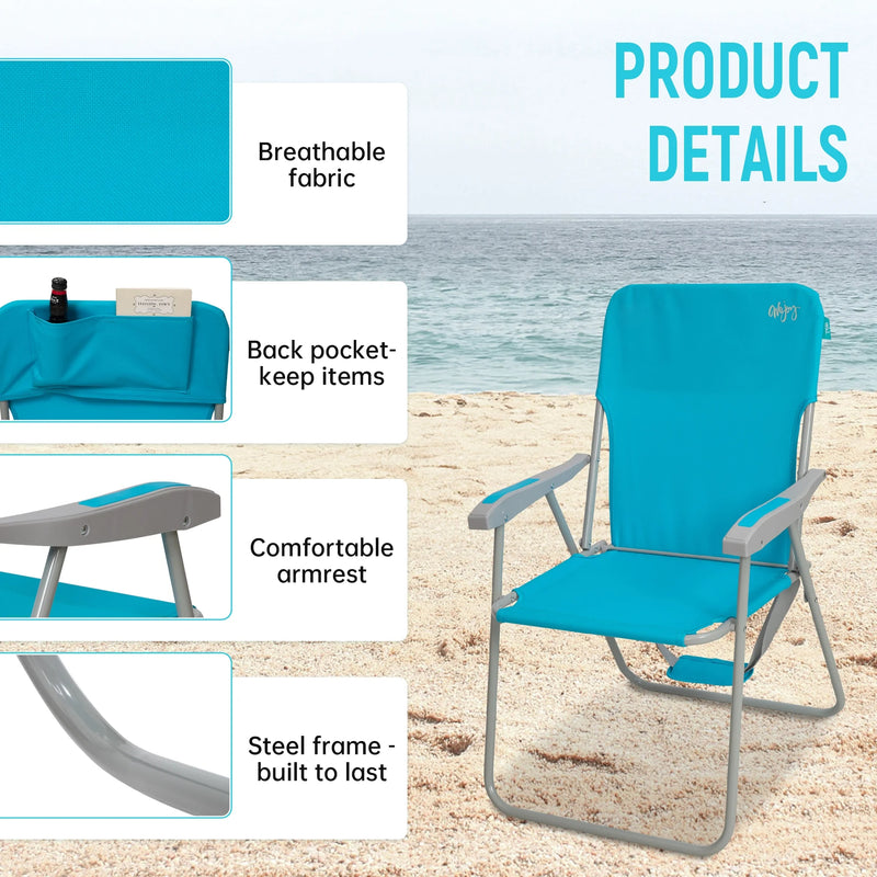 Load image into Gallery viewer, WEJOY High Back Beach Chairs with Hard Armrest
