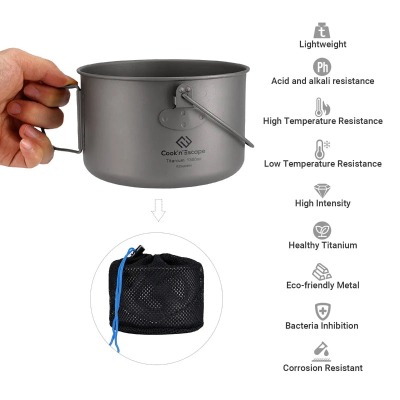 Load image into Gallery viewer, Cook&#39;n&#39;Escape 1300ml Titanium Hanging Pot
