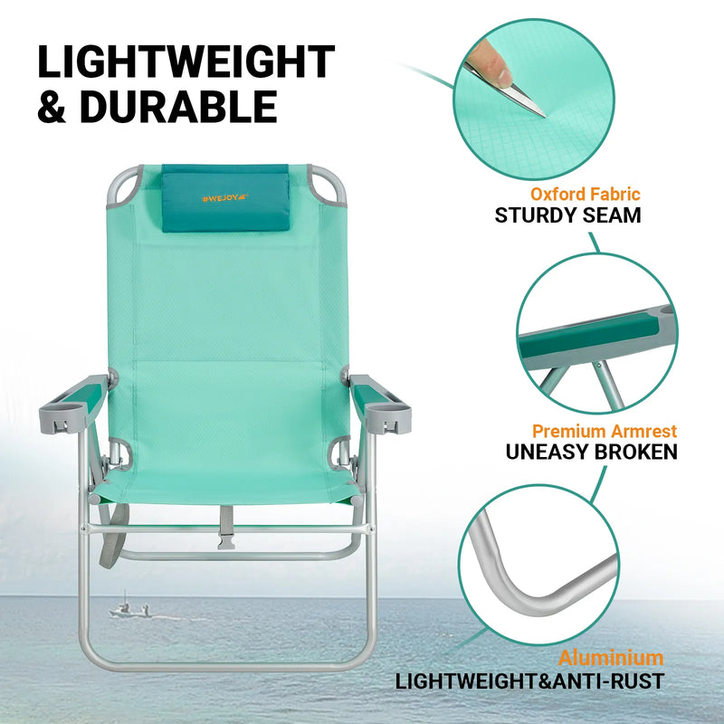 Load image into Gallery viewer, WEJOY Oversized High Seat Beach Chair 5 Adjustable High Backrests
