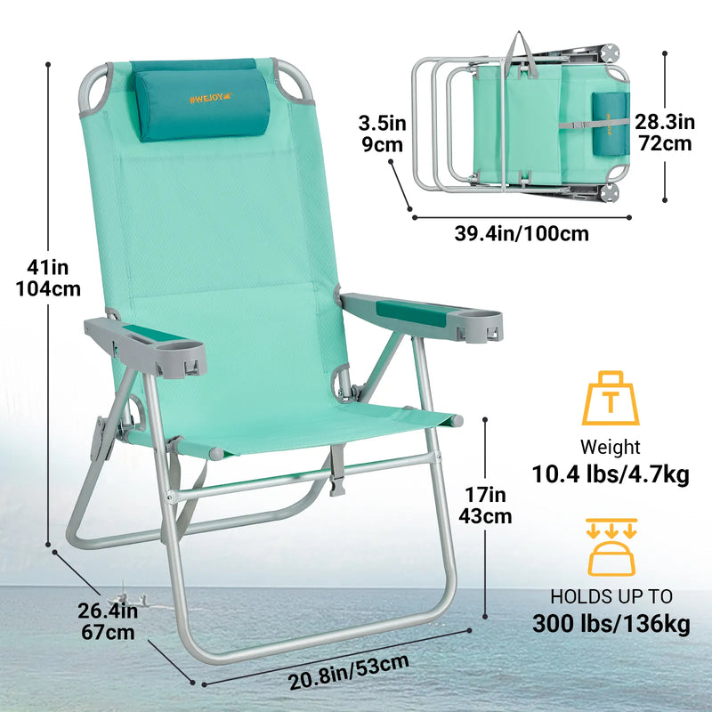 Load image into Gallery viewer, WEJOY Adjustable Beach Chair 5 Adjustable High Backrests
