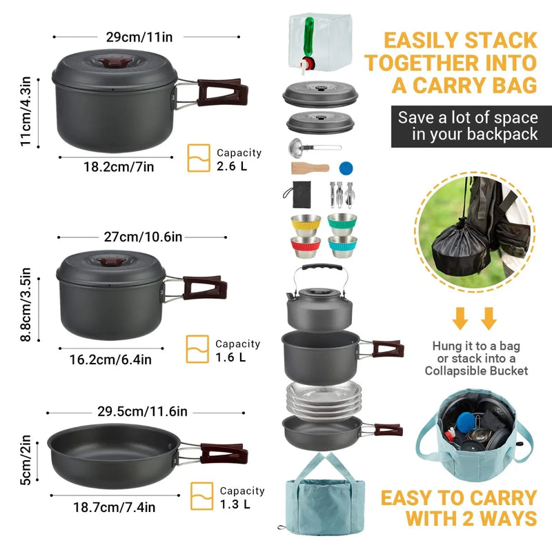 Load image into Gallery viewer, BULIN Camping Cookware C8N Lightweight Backpacking Cooking Set
